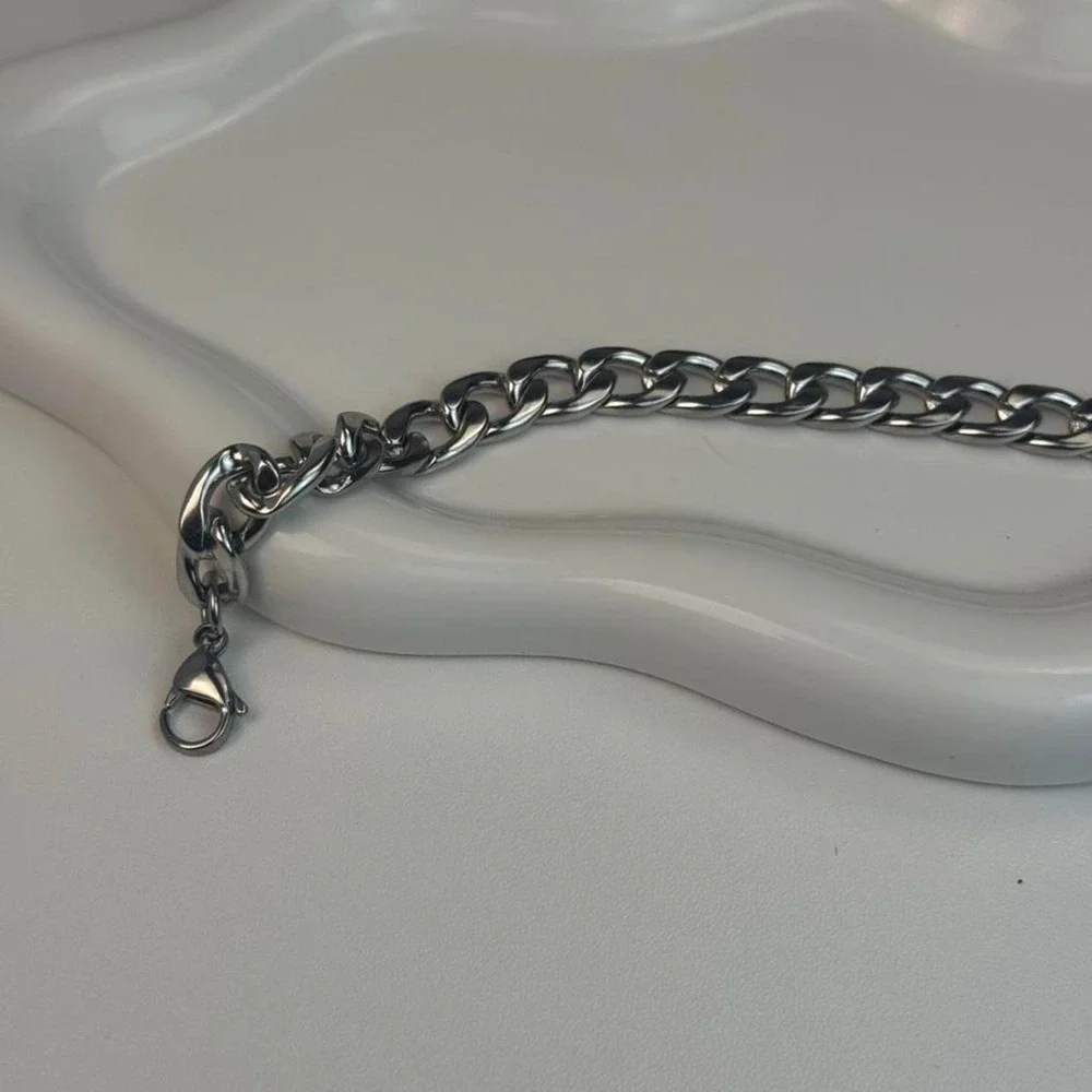 Silver Cuban Chain Bracelet Mens Chunky Statement Jewelry 7.5 Inch